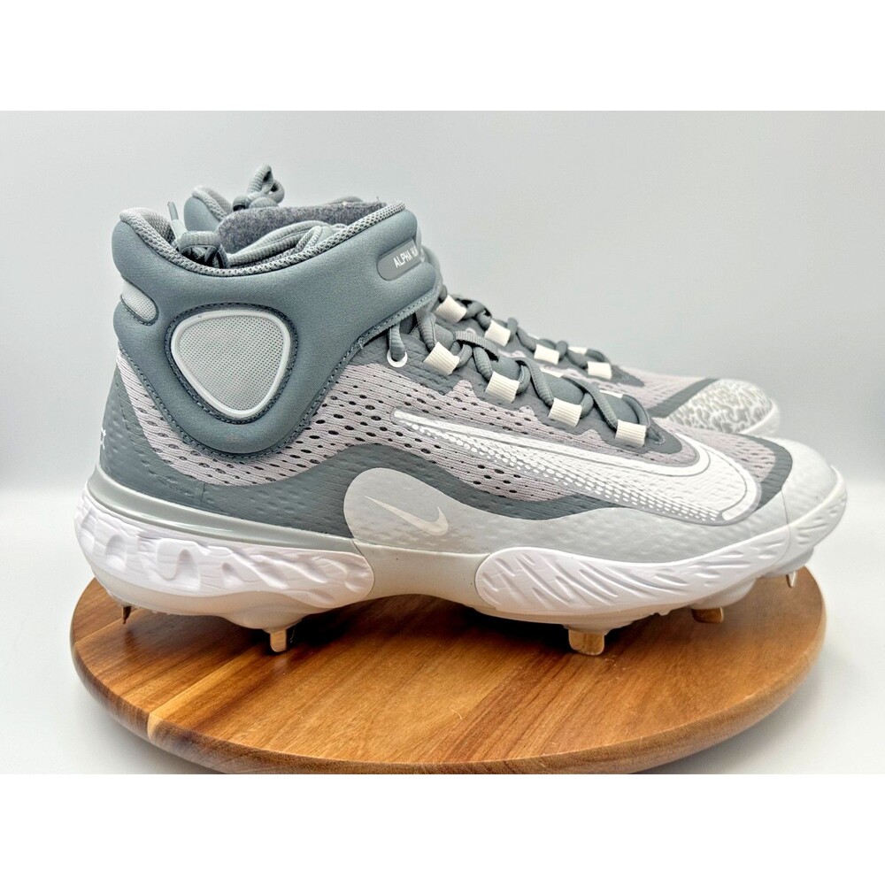 NIKE Air Alpha Huarache Elite 4 Mid Baseball Cleats Gray Men's Sz 13 DJ6520-012